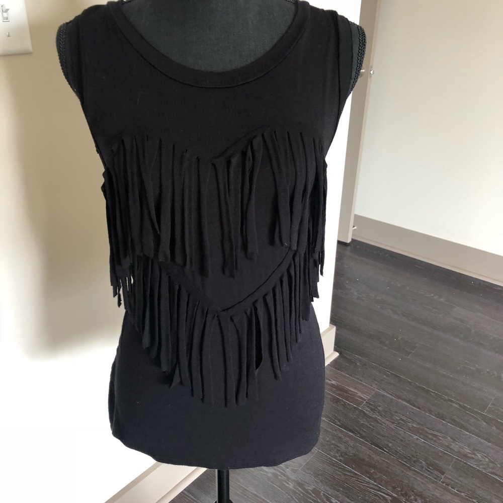 Ginger G Black Fringe heart tunic/tank  Medium